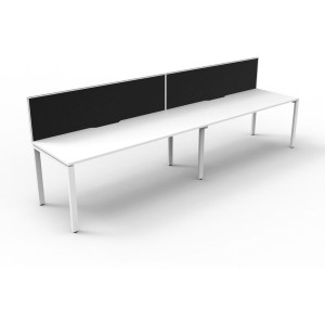 Deluxe Profile Workstation 2 Person With Screen 1800Wx750D White Top White Single Frame