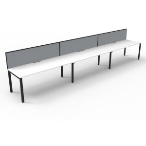 Deluxe Profile Workstation 3 Person With Screen 1200Wx750D White Top Black Single Frame