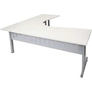 C Leg Cockpit Corner Desk 1800Wx1500Wx700D White Top Silver Steel Frame