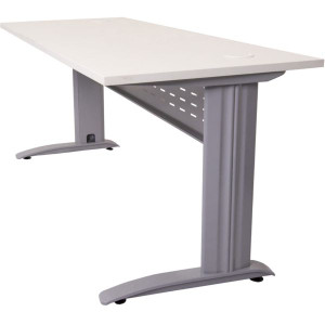 Rapid Span Open Straight Desk 1800Wx700mmD Modesty Panel White Top Silver Steel Frame