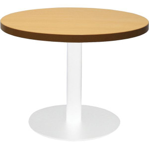 Rapidline Round Coffee Table 600mm Diam Top Beech with White Satin Base