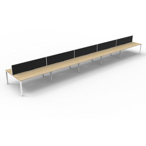 Deluxe Profile Workstation 10 Person With Screen 1800Wx750D Oak Top White Double Frame
