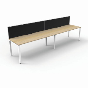Deluxe Profile Workstation 2 Person With Screen 1500Wx750D Oak Top White Single Frame