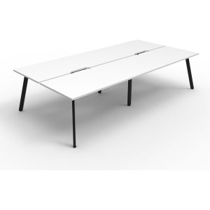 Eternity Workstation 4 Person No Screen 1500Wx750D White Top Black Double Frame