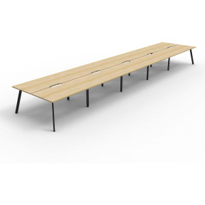Eternity Workstation 10 Person No Screen 1800Wx750D Oak Top Black Double Frame