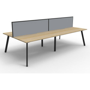 Eternity Workstation 4 Person With Screen 1500Wx750D Oak Top Black Double Frame