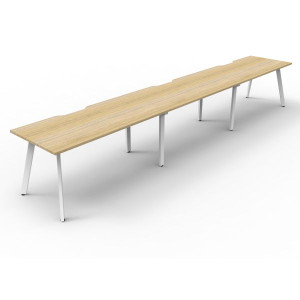 Eternity Workstation 3 Person No Screen 1200Wx750D Oak Top White Single Frame