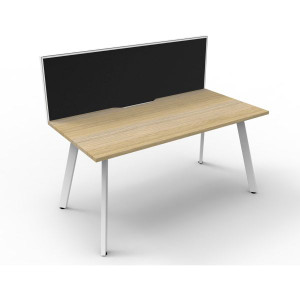 Eternity Straight Desk With Screen 1200Wx750D Oak Top White Single Frame
