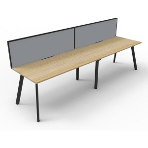 Eternity Workstation 2 Person With Screen 1500Wx750D Oak Top Black Single Frame