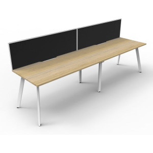 Eternity Workstation 2 Person With Screen 1500Wx750D Oak Top White Single Frame