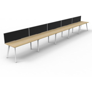 Eternity Workstation 5 Person With Screen 1500Wx750D Oak Top White Single Frame