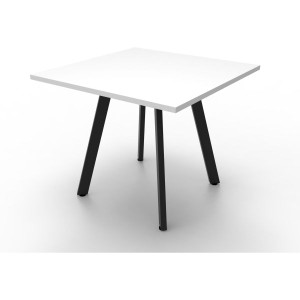 Eternity Square Meeting Table 900Wx900D Top White Top Black Base