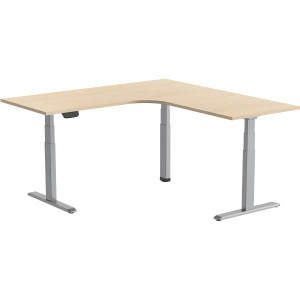 Ergovida Sit-Stand Desk Corner Electric Grey Frame Oak 1800x1800x750mm Top