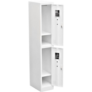 METAL DOUBLE-DOOR LOCKER -ASSEMBLED
380w x 450d x 1850h, WHITE