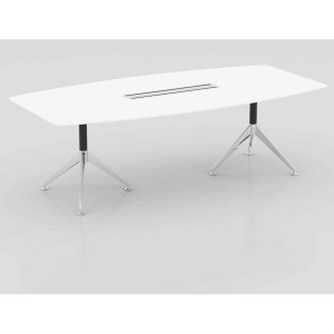 POTENZA BOARDROOM TABLE W 2400 x D 1200 x H 750mm Matte White with cable tray