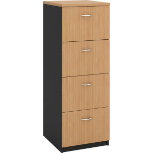 FILING CABINET 4 DRAWER 468(W) X 510(D) X 1320(H) BEECH / CHARCOAL