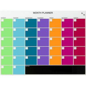 Visionchart Naga Glass Board 800x600mm Month Planner Coloured