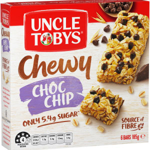 Uncle Toby's Bars Chewy Choc Chip 185g 6 Bars 185g