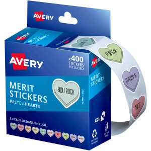 Avery Dispenser Labels 403 Merit Stickers Pastel Hearts