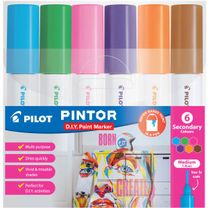 Pilot Pintor Paint Marker Medium 1.4mm Secondary Colours Wallet of 6