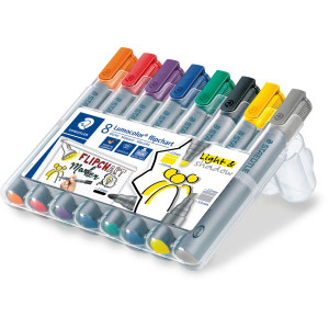 Staedtler 356 Lumocolor Flipchart Marker - Wallet of 8 Assorted Colours