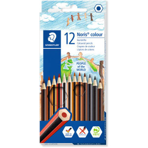 Staedtler 185 Noris Colour Pencils - People of the World, Pack of 12 Assorted Colours