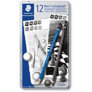 Staedtler 100 Mars Lumograph Pencils, Tin of 12 Degrees