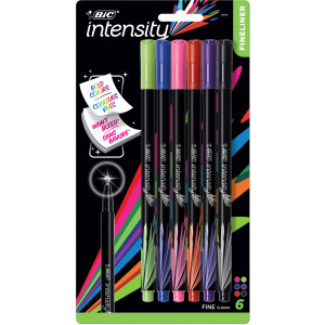 BIC Intensity Fineliner Pen Assorted Colours Pack of 6