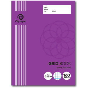 Olympic Grid Exercise Book G2516 225mm x 175mm 5mm 160 Page