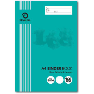 Olympic Binder Book B816 A4 168 Page 8mm with Margin, 55gsm (140834)