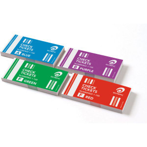 Olympic Check Ticket 1-100 Assorted, Pack 4 (140890)