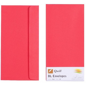 QUILL ENVELOPES 80GSM DL RED PK25