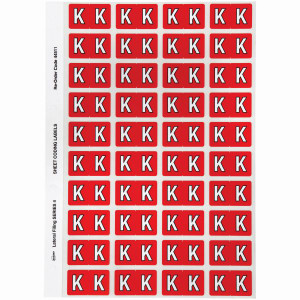 Avery Alphabet Coding Label K Side Tab 25x42mm Red Pack of 240