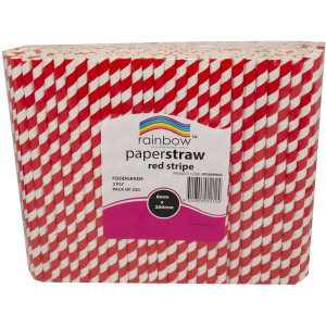 Rainbow 8mm Paper Straws Red Stripe Pack of 250