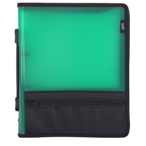 Bantex Zipper Binder Folio w/zip pouch PP A4 2-O Ring 25mm - Green (20720)