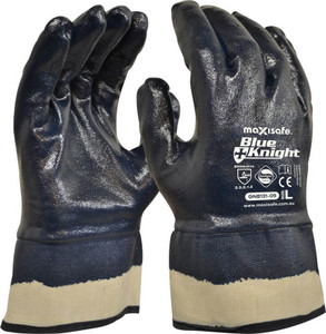 Blue Knight Heavy Duty, Fully Dipped With Safety Cuff , Large, Size 9 Pair