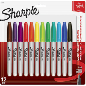 SHARPIES PERMANENT MARKER ASSORTED 12'S FINE POINT