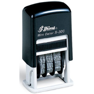 Shiny Self-Inking Mini Date Stamp - Black