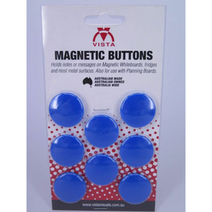 VISTA MAGNETIC BUTTONS 30MM BLUE PACK OF 8