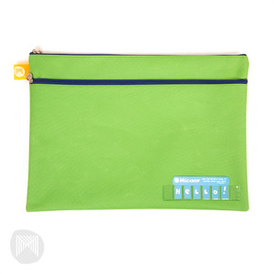 NAME PENCIL CASE - GREEN TWIN ZIP, 375 X 264MM MICADOR