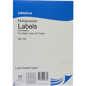INITIATIVE MULTIPURPOSE LABELS 65UP 38.1 X 21.2MM PACK 100 *** While Stocks Last - please enquire to confirm availability ***
