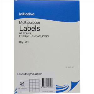 INITIATIVE MULTIPURPOSE LABELS 24UP 64 X 33.8MM PACK 100 *** While Stocks Last - please enquire to confirm availability ***