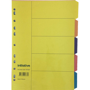 INITIATIVE DIVIDERS MANILLA 5-TAB A4 BRIGHT COLOURS