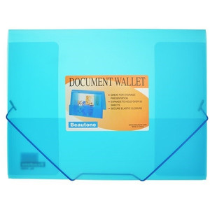 BEAUTONE DOCUMENT WALLETS A4 Elastic Close C/Frost Blue