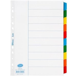 Bantex Dividers A4 10 Tab Coloured Mylar (6250)