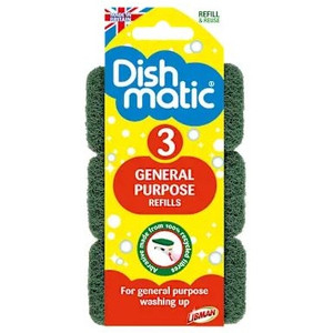 DISHMATIC DISH BRUSH REFILLS GENERAL PURPOSE Pack of 3