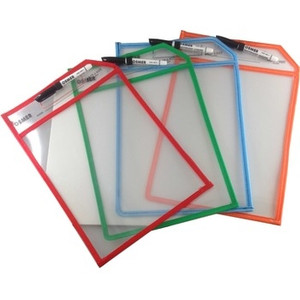 WRITE & WIPE A3 ERASABLE SLEEVE WITH BLACK MARKER ASSORTED COLOURS (EACH)