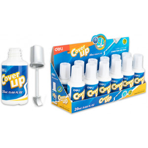 Deli Correction Fluid 20ml With Sponge Applicator Tip Pack of 12