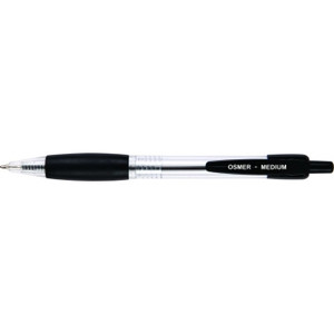 OSMER RETRACTABLE BALLPOINT PENS Black, Each