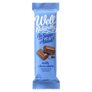 WELL NATURALLY NO SUGAR ADDED CREAMY MILK CHOCOLATE BAR 45GM